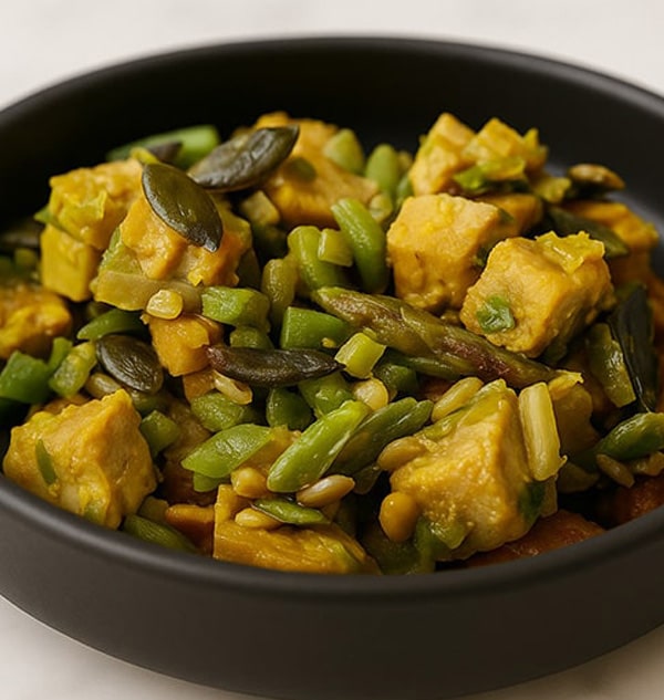 Insalata di asparagi e tempeh al limone e zenzero