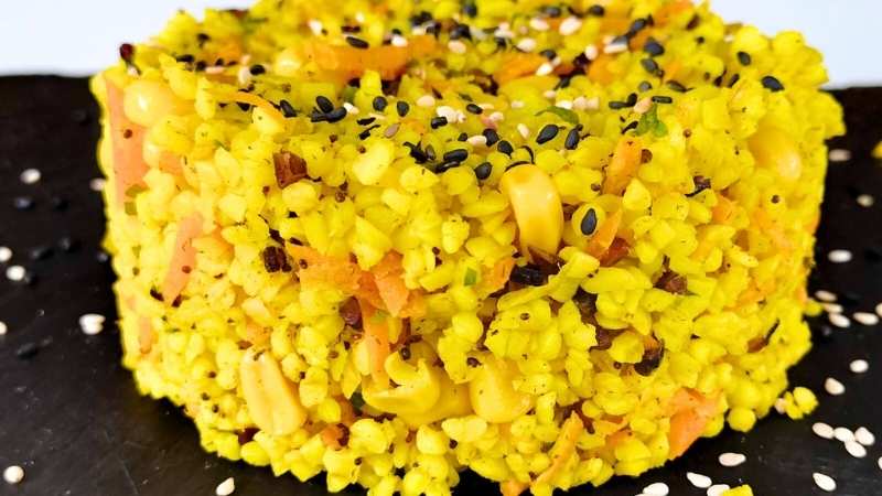 Bulgur con verdure croccanti e hijiki al limone